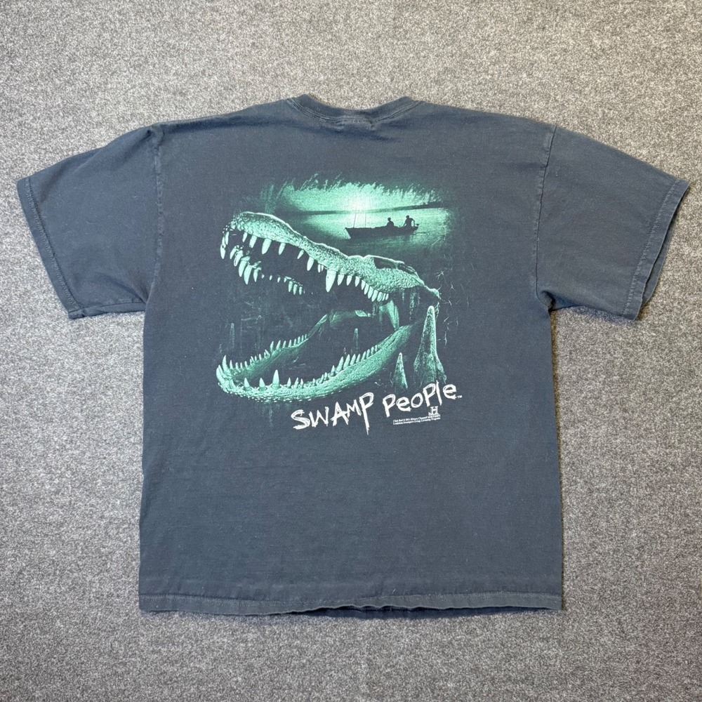 Swamp People T-Shirt Mens XL Black 2011 History Channel Alligator Graphic